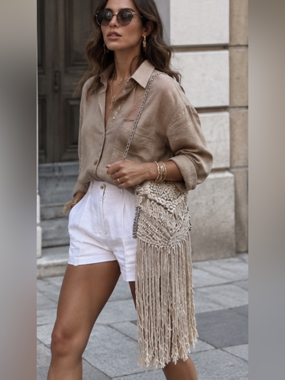 Stella McCartney Falabella Cream Macramé Fringe Crossbody - Picture 9 of 11